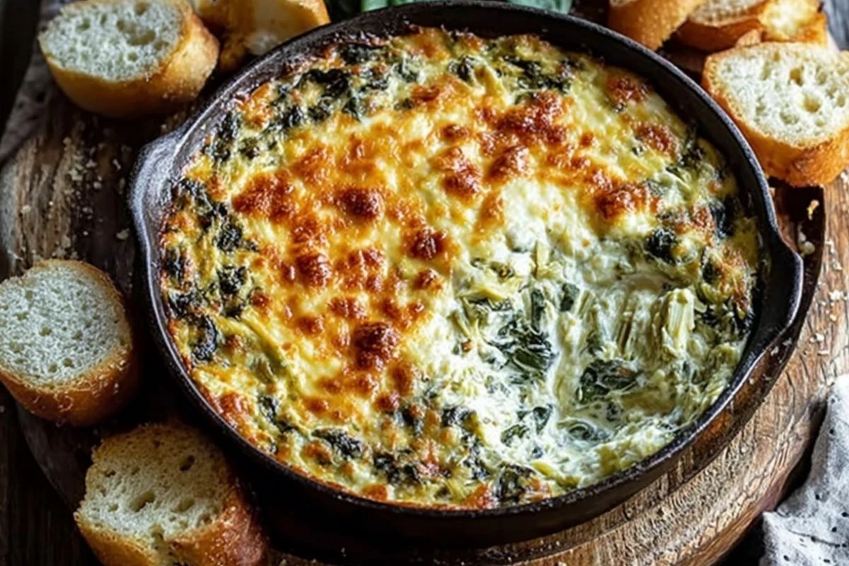 Cheesy Baked Spinach Artichoke Dip