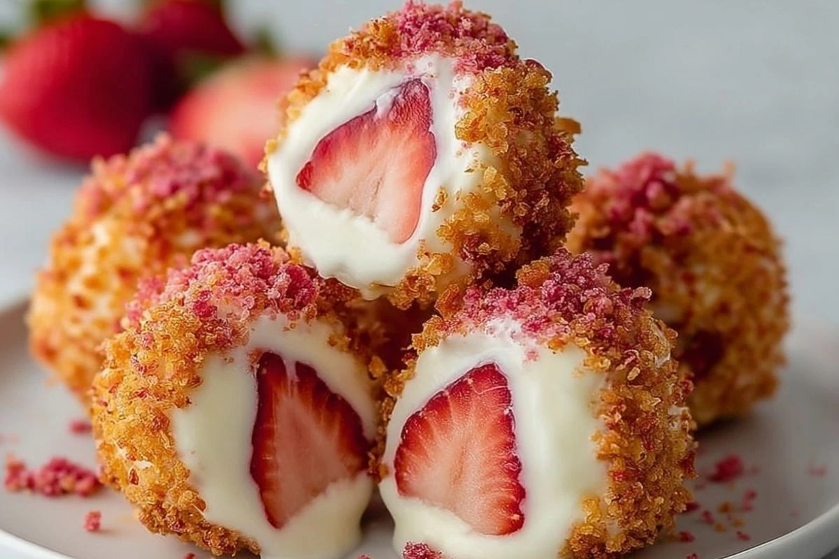 Strawberry Crunch Cheesecake Bites