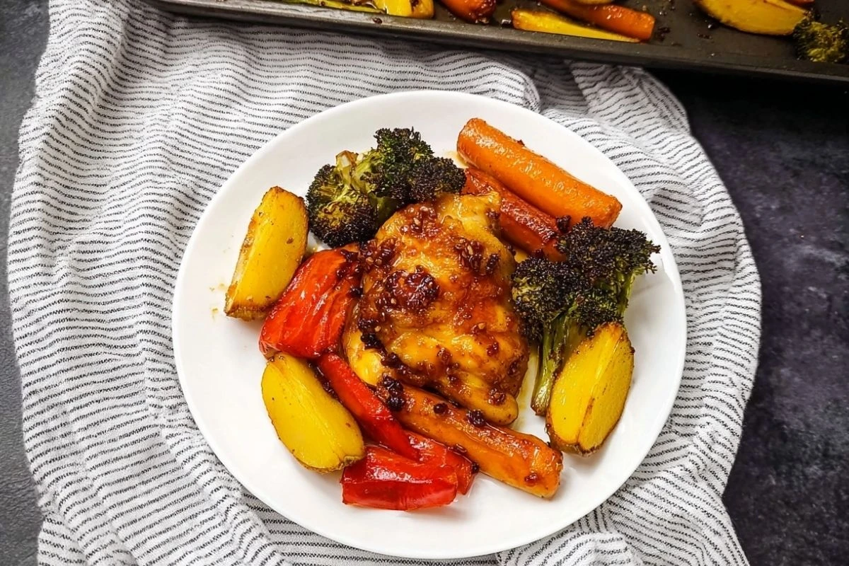 Honey Garlic Chicken Sheet Pan Meal with Roasted Veggies
