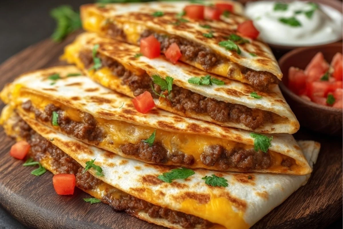 Low Calorie Cheeseburger Quesadilla
