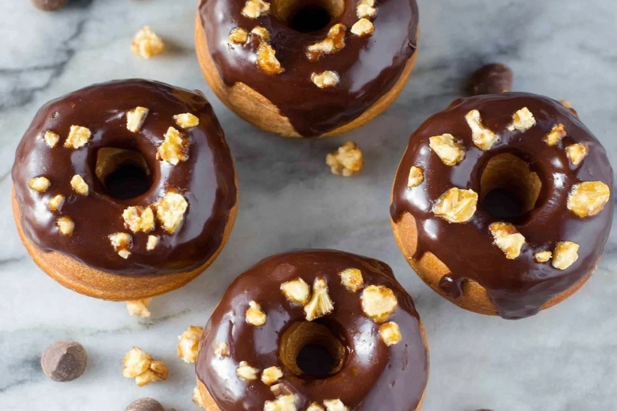 Banana Doughnuts with Chocolate Glaze