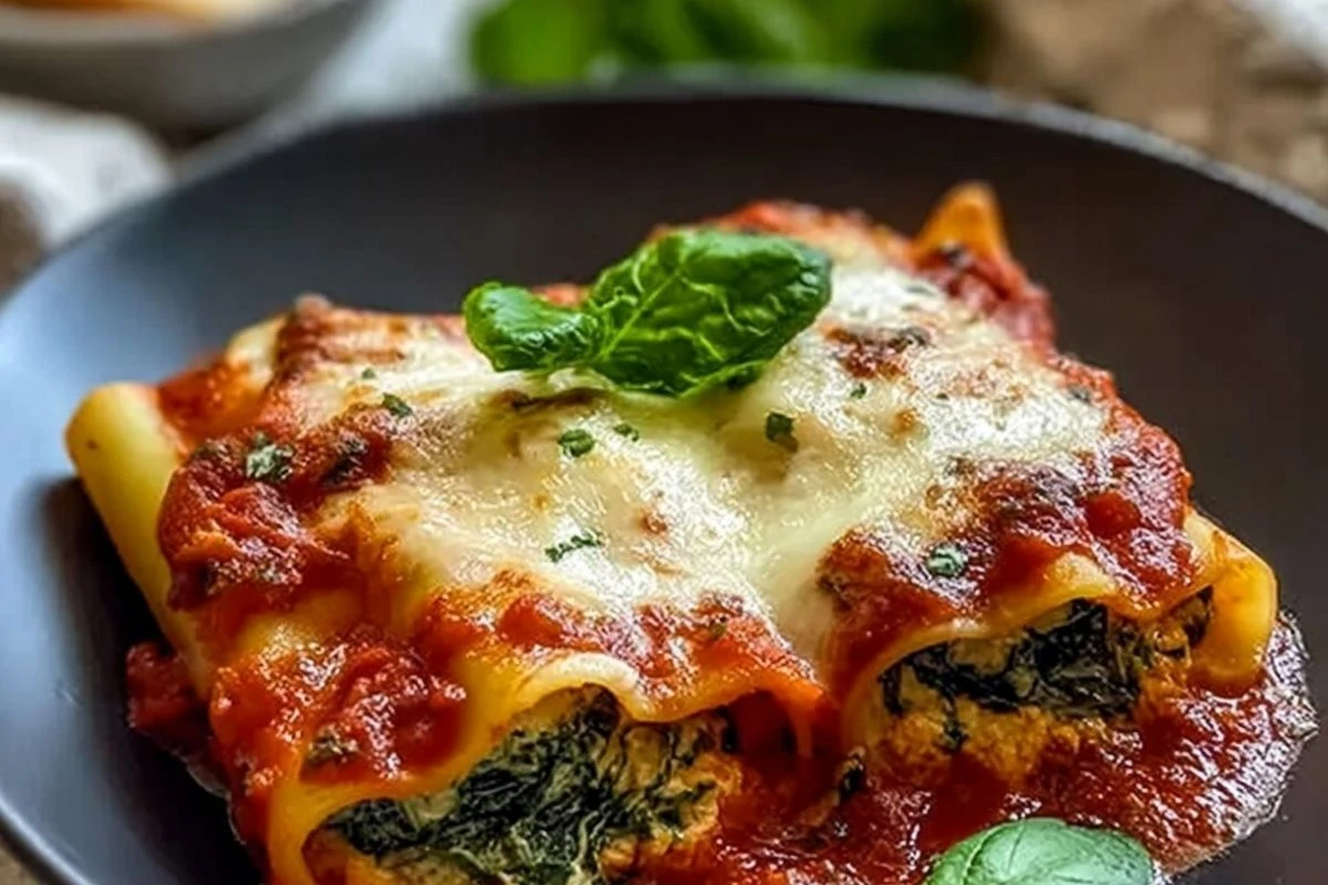 Spinach and Ricotta Stuffed Manicotti