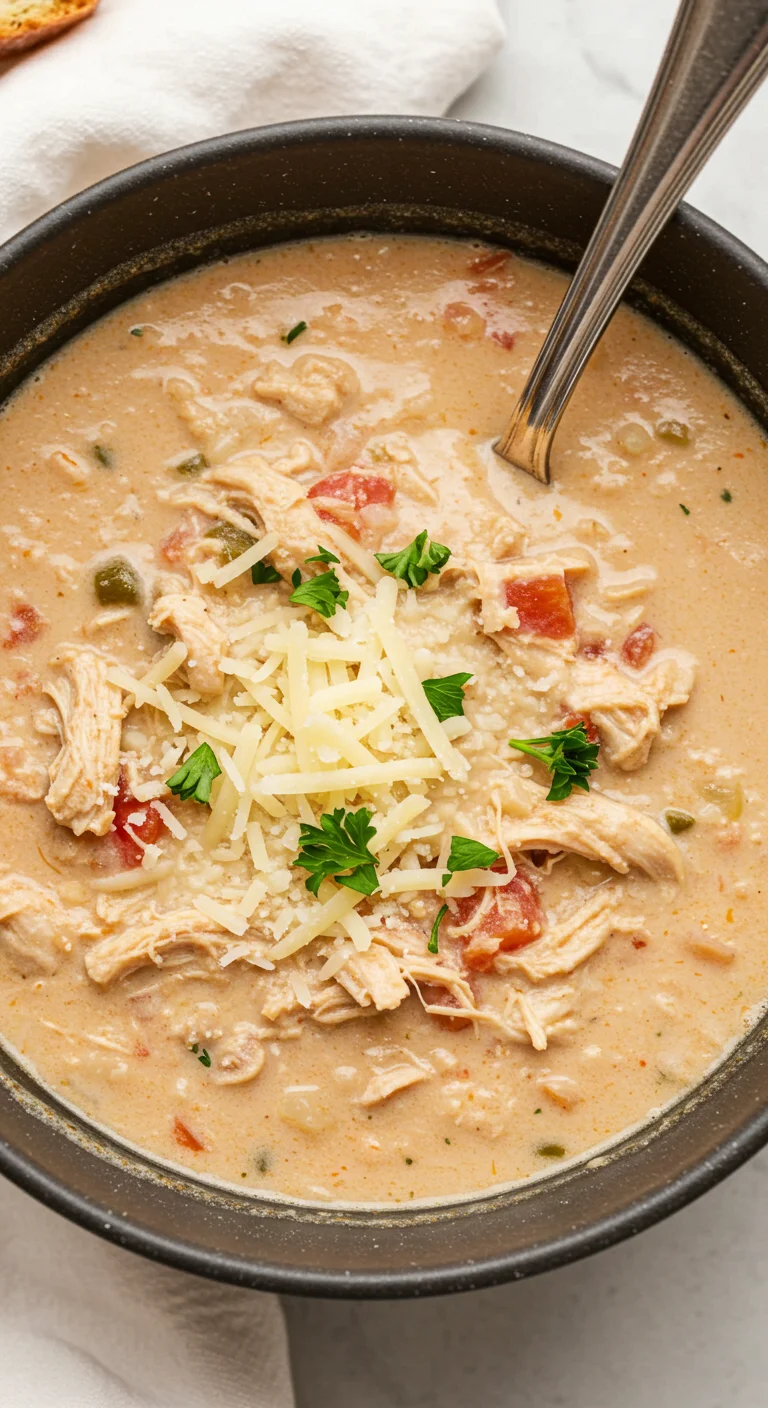 Crock Pot Creamy Chicken Parmesan Soup