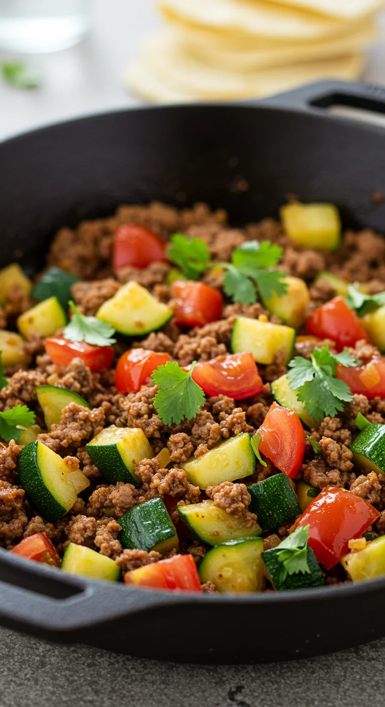 Mexican Zucchini and Ground Beef Skillet