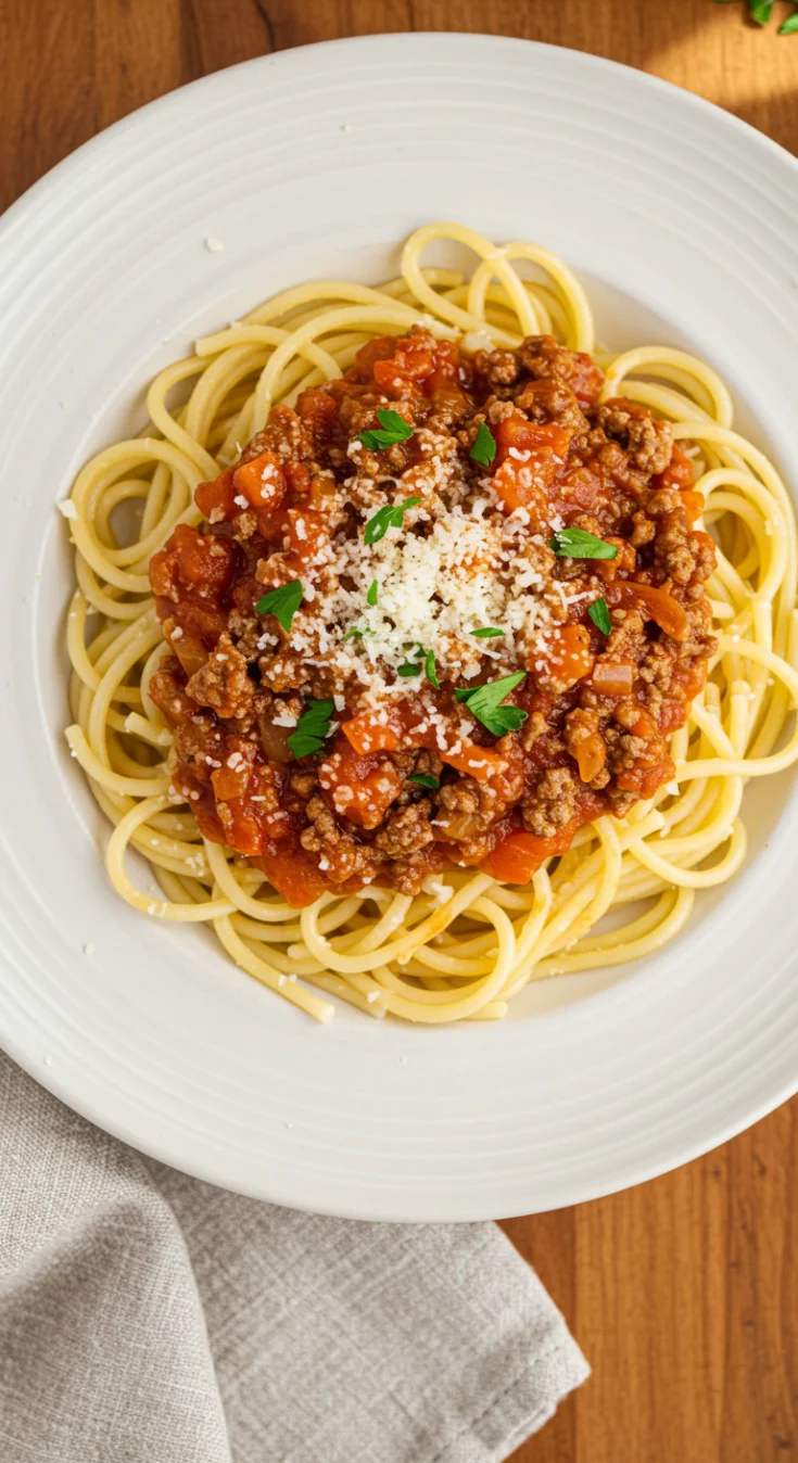 Old-Fashioned Spaghetti with Hearty Meat Sauce
