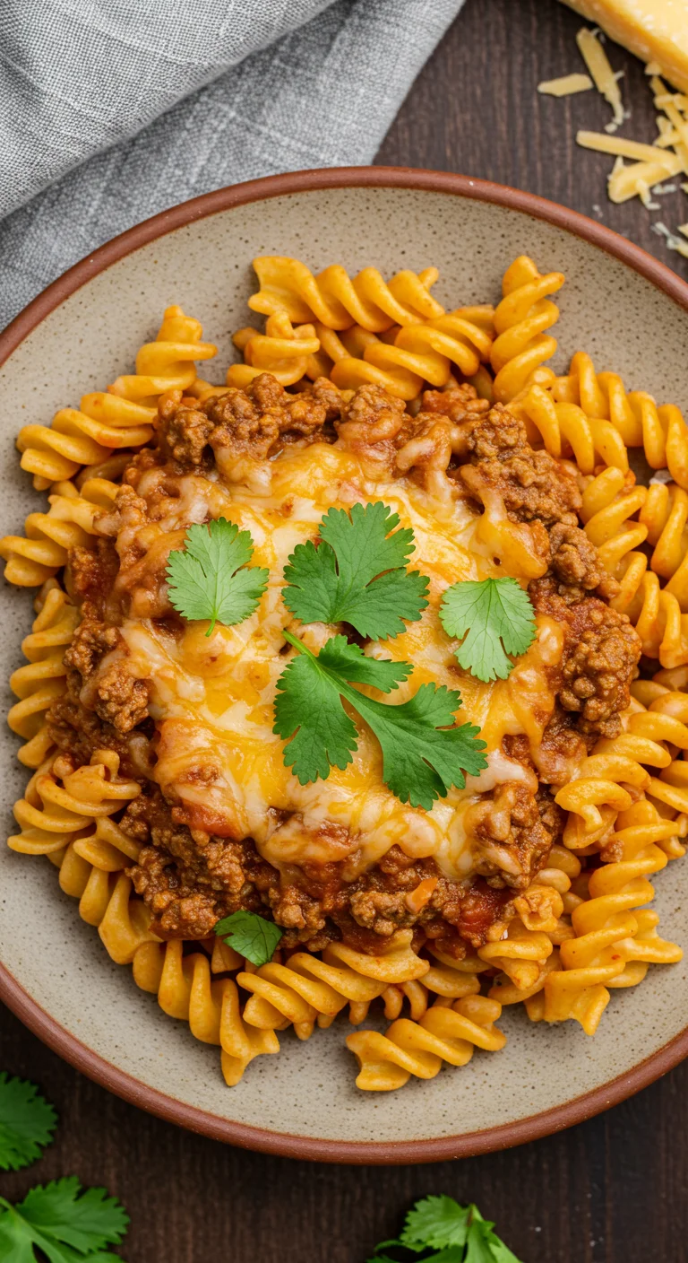 Beef Enchilada Pasta One Pan Meal