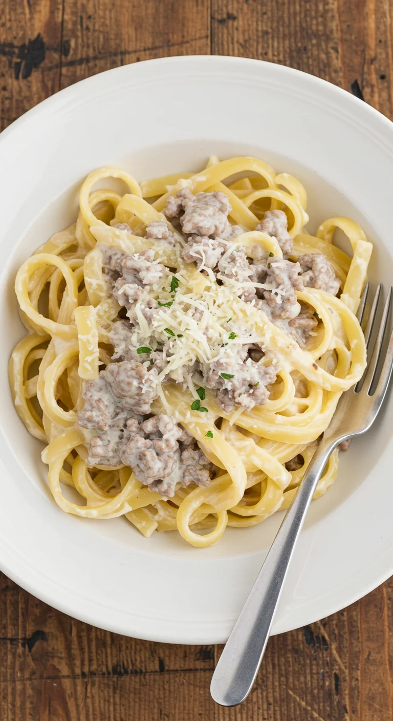 Rich and Creamy Ground Beef Alfredo Pasta Everyone Loves