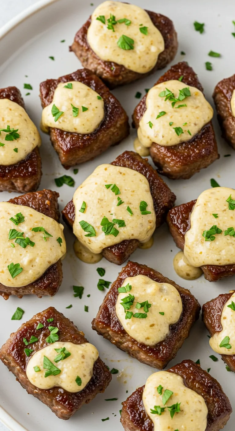 Garlic Butter Steak Bites with Parmesan Cream Sauce