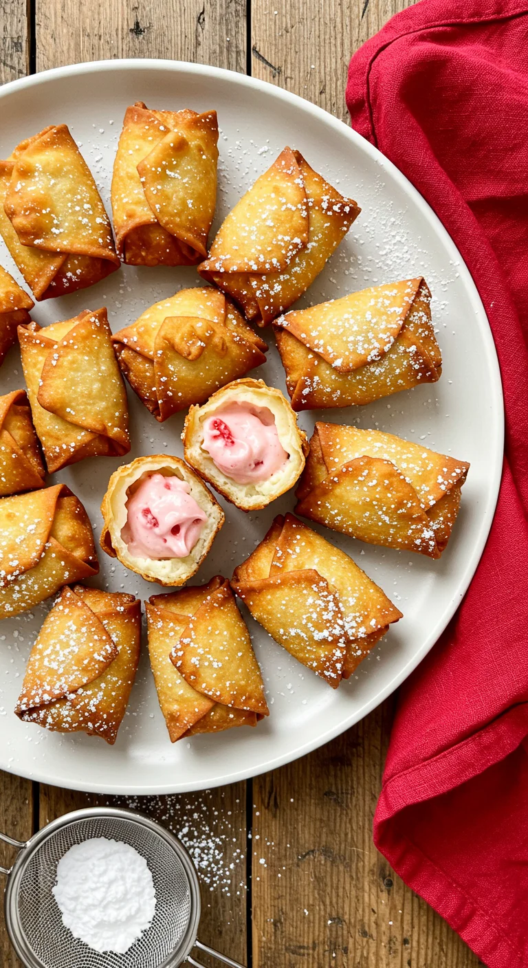 Deep Fried Strawberry Cheesecake Wonton Bites
