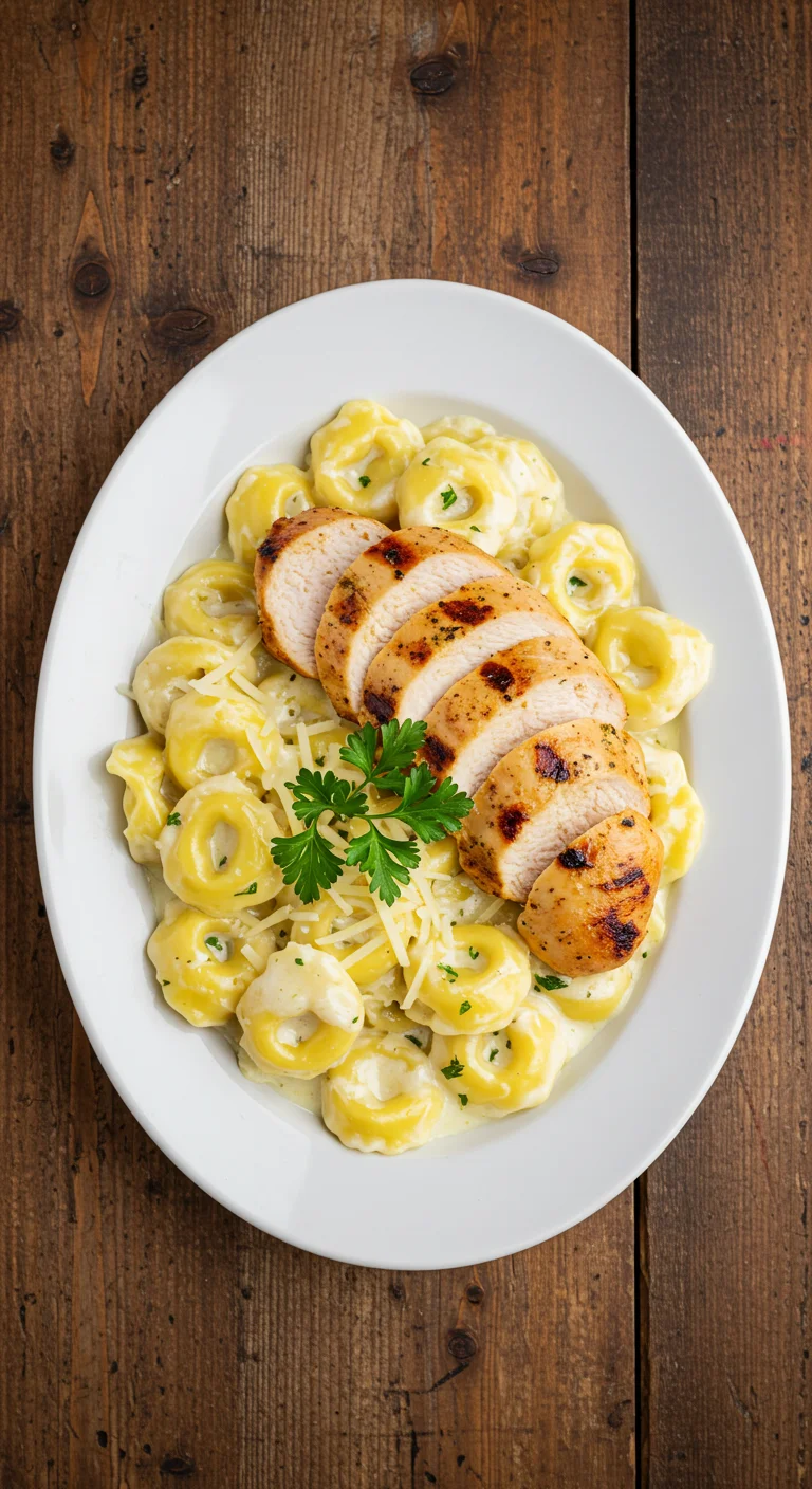 Asiago Tortelloni Alfredo With Grilled Chicken