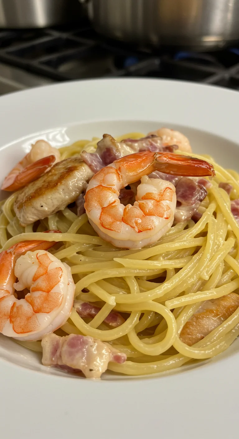 Chicken and Shrimp Carbonara